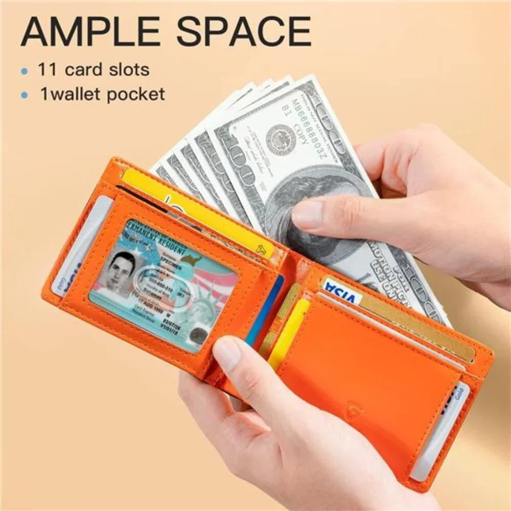 Slim Wallet for Men Rfid Blocking Leather Bifold Front Pocket Carbon Fiber